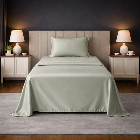 Satin Fantasy | 100% Cotton 250 TC | Eco-friendly & Wrinkle-free | 2 Piece (1 Bedsheet + 1 Pillow Covers) | Sateen Weave | Single Bed Sheet Set