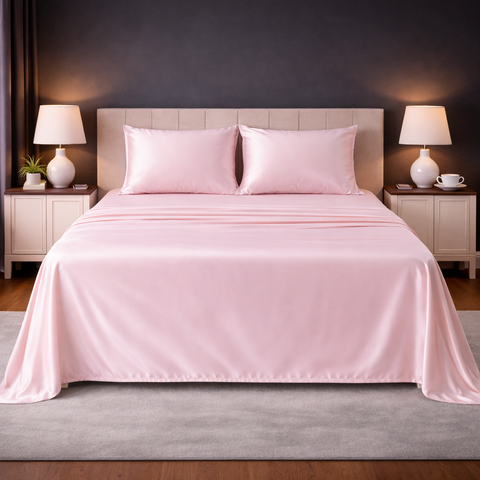 Satin Fantasy | 100% Cotton 250 TC | Eco-friendly & Wrinkle-free | 3 Piece (2 Bedsheet + 1 Pillow Covers) | Sateen Weave | Super King Bed Sheet Set