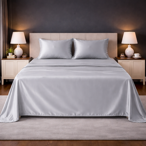 Satin Fantasy | 100% Cotton 250 TC | Eco-friendly & Wrinkle-free | 3 Piece (2 Bedsheet + 1 Pillow Covers) | Sateen Weave | Super King Bed Sheet Set