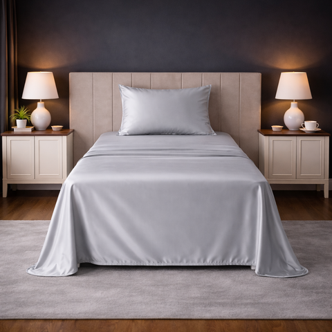 Satin Fantasy | 100% Cotton 250 TC | Eco-friendly & Wrinkle-free | 2 Piece (1 Bedsheet + 1 Pillow Covers) | Sateen Weave | Single Bed Sheet Set