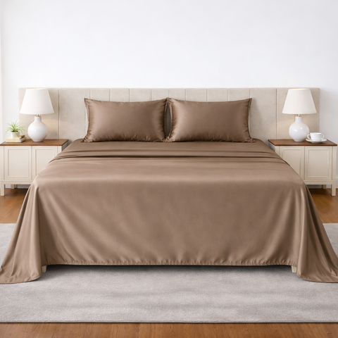 Satin Fantasy | 100% Cotton 250 TC | Eco-friendly & Wrinkle-free | 3 Piece (2 Bedsheet + 1 Pillow Covers) | Sateen Weave | Super King Bed Sheet Set