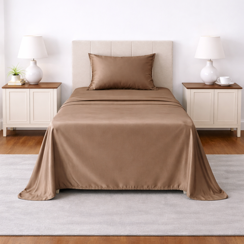 Satin Fantasy | 100% Cotton 250 TC | Eco-friendly & Wrinkle-free | 2 Piece (1 Bedsheet + 1 Pillow Covers) | Sateen Weave | Single Bed Sheet Set