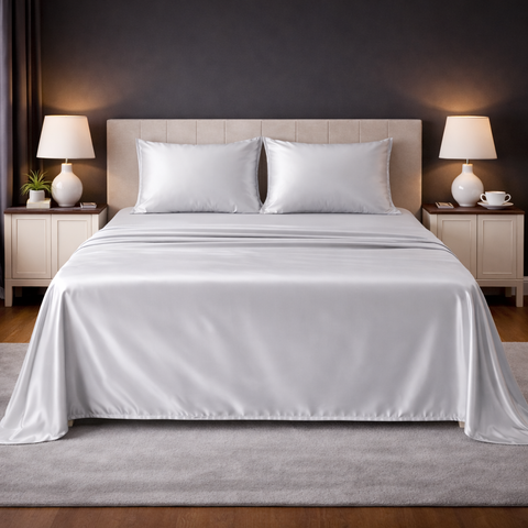 Satin Fantasy | 100% Cotton 250 TC | Eco-friendly & Wrinkle-free | 3 Piece (2 Bedsheet + 1 Pillow Covers) | Sateen Weave | Super King Bed Sheet Set