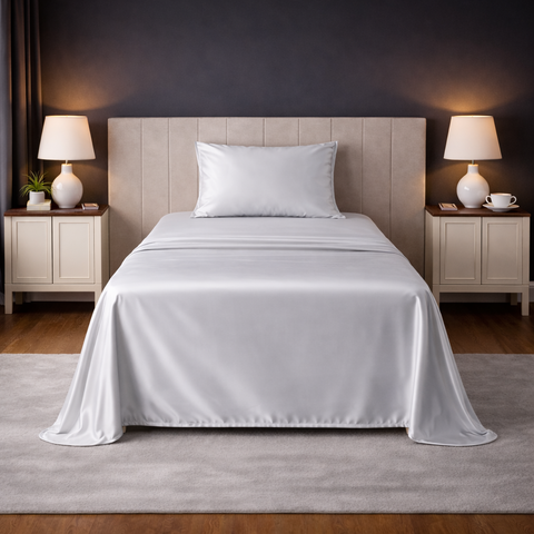 Satin Fantasy | 100% Cotton 250 TC | Eco-friendly & Wrinkle-free | 2 Piece (1 Bedsheet + 1 Pillow Covers) | Sateen Weave | Single Bed Sheet Set