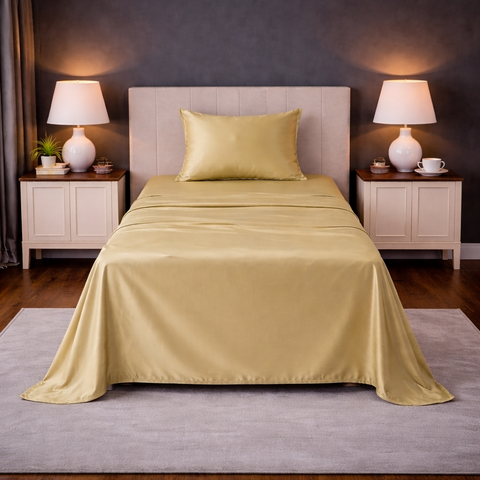 Satin Fantasy | 100% Cotton 250 TC | Eco-friendly & Wrinkle-free | 2 Piece (1 Bedsheet + 1 Pillow Covers) | Sateen Weave | Single Bed Sheet Set