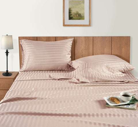 Sepia Rose Bedsheet on the wooden bed with breakfast
