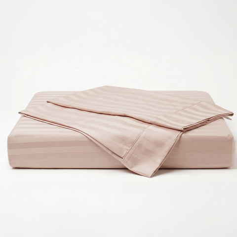 Galaxy | 100% Cotton 250 TC Damask Stripe | Eco-friendly & Wrinkle-free | 3 Piece (1 Bedsheet + 2 Pillow Covers) | Sateen Weave | Double Bed Sheet Set