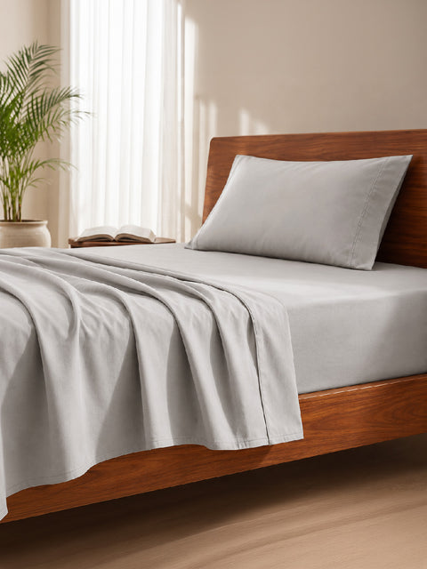 Organica | 100% organic Cotton Sheet Set | Soft & Breathable Fabric | 2 Piece (1 Bedsheet + 1 Pillow Cover) | Percale Weave | GOTS Certified - Single Bed Sheet Set