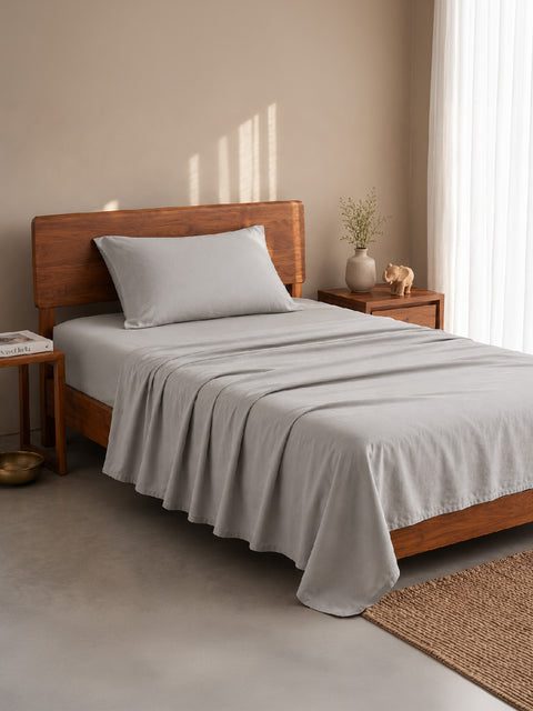Organica | 100% organic Cotton Sheet Set | Soft & Breathable Fabric | 2 Piece (1 Bedsheet + 1 Pillow Cover) | Percale Weave | GOTS Certified - Single Bed Sheet Set
