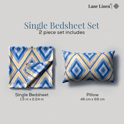 Symphony | 100% Cotton Sheet Set | Soft & Breathable Fabric | 2 Piece (1 Bedsheet + 1 Pillow Cover) | Single Bed Sheet Set