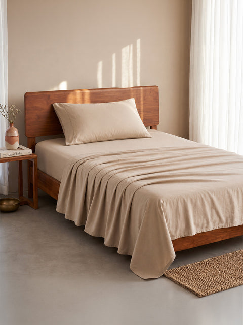Organica | 100% organic Cotton Sheet Set | Soft & Breathable Fabric | 2 Piece (1 Bedsheet + 1 Pillow Cover) | Percale Weave | GOTS Certified - Single Bed Sheet Set