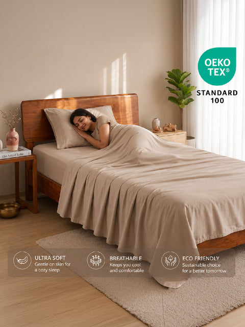 Organica | 100% organic Cotton Sheet Set | Soft & Breathable Fabric | 2 Piece (1 Bedsheet + 1 Pillow Cover) | Percale Weave | GOTS Certified - Single Bed Sheet Set
