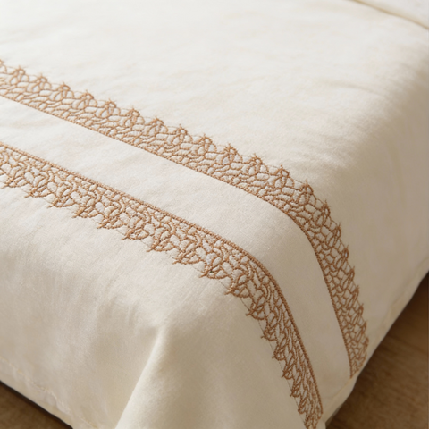 Thread Art | 100% Cotton 300TC Embroidered Bedsheet | 3 Piece (1 Bedsheet + 2 Pillow Cover) | Artisan Lace | Super King