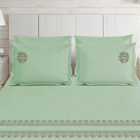 Thread Art | 100% Cotton 300TC Embroidered Bedsheet | 3 Piece (1 Bedsheet + 2 Pillow Cover) | Artisan Lace | Super King