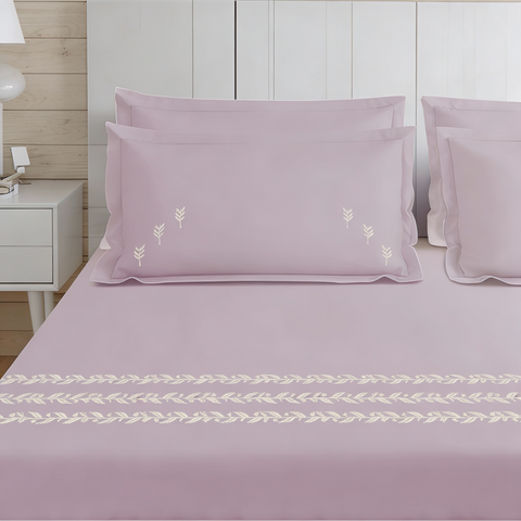 Thread Art | 100% Cotton 300TC Embroidered Bedsheet | 3 Piece (1 Bedsheet + 2 Pillow Cover) | Bell-Botta | Super King