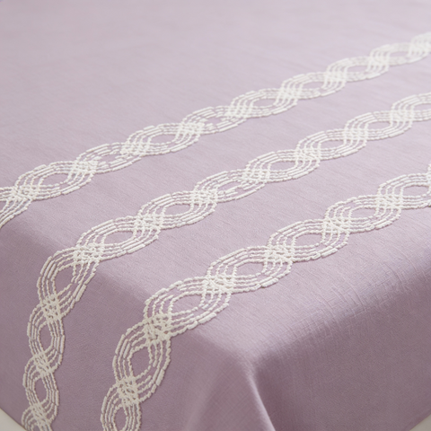 Thread Art | 100% Cotton 300TC Embroidered Bedsheet | 5 Piece (1 Bedsheet + 4 Pillow Cover) | Infinity Wave | Super King