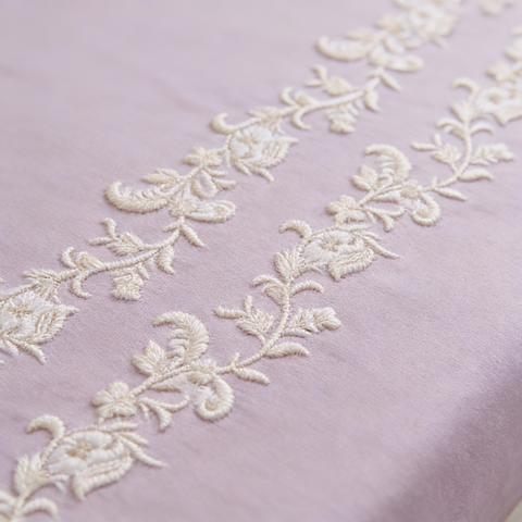 Thread Art | 100% Cotton 300TC Embroidered Bedsheet | 5 Piece (1 Bedsheet + 4 Pillow Cover) | Moonlit Flora | Super King