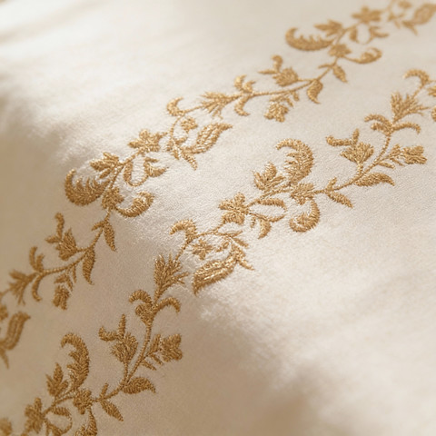 Thread Art | 100% Cotton 300TC Embroidered Bedsheet | 5 Piece (1 Bedsheet + 4 Pillow Cover) | Moonlit Flora | Super King