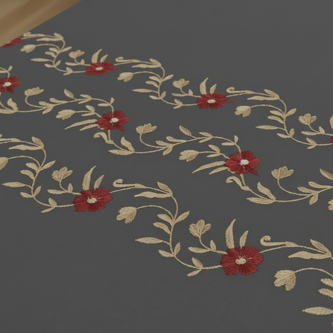 Thread Art | 100% Cotton 300TC Embroidered Bedsheet | 5 Piece (1 Bedsheet + 4 Pillow Cover) | Regal Bloom | Super King