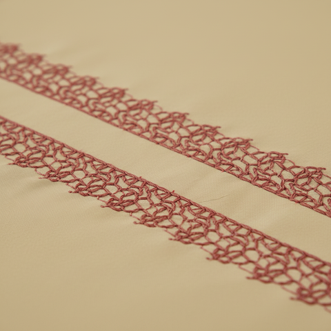 Thread Art | 100% Cotton 300TC Embroidered Bedsheet | 3 Piece (1 Bedsheet + 2 Pillow Cover) | Artisan Lace | Super King