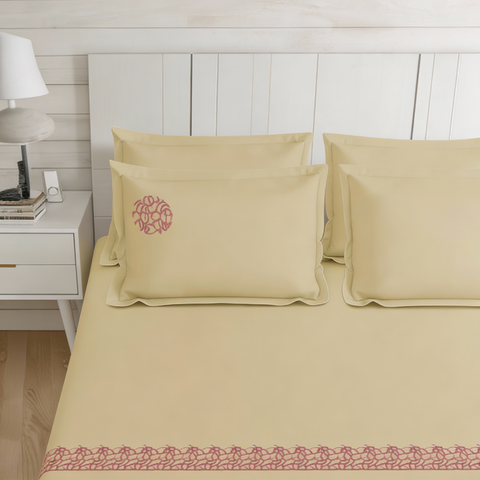 Thread Art | 100% Cotton 300TC Embroidered Bedsheet | 3 Piece (1 Bedsheet + 2 Pillow Cover) | Artisan Lace | Super King