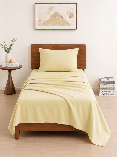 Organica | 100% organic Cotton Sheet Set | Soft & Breathable Fabric | 2 Piece (1 Bedsheet + 1 Pillow Cover) | Percale Weave | GOTS Certified - Single Bed Sheet Set