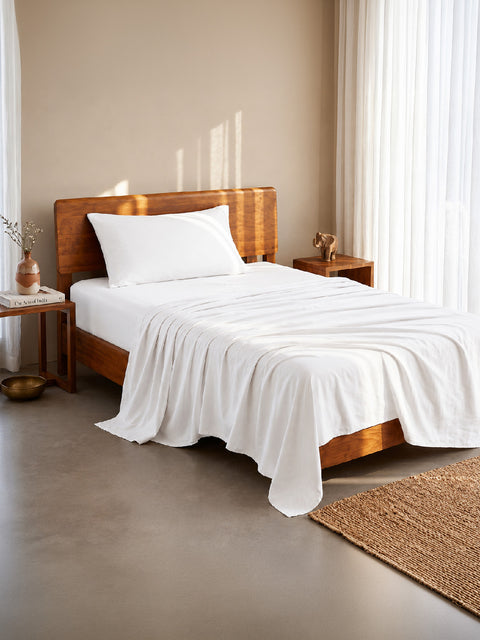 Organica | 100% organic Cotton Sheet Set | Soft & Breathable Fabric | 2 Piece (1 Bedsheet + 1 Pillow Cover) | Percale Weave | GOTS Certified - Single Bed Sheet Set