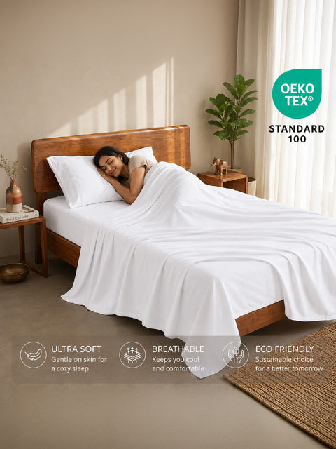 Organica | 100% organic Cotton Sheet Set | Soft & Breathable Fabric | 2 Piece (1 Bedsheet + 1 Pillow Cover) | Percale Weave | GOTS Certified - Single Bed Sheet Set