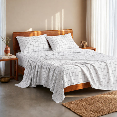 Organica | 100% organic Cotton Sheet Set | Soft & Breathable Fabric | 3 Piece (1 Bedsheet + 2 Pillow Covers) | Percale Weave | GOTS Certified - Super King Fitted Printed Bed Sheet Set