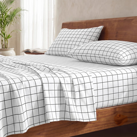 Organica | 100% organic Cotton Sheet Set | Soft & Breathable Fabric | 3 Piece (1 Bedsheet + 2 Pillow Covers) | Percale Weave | GOTS Certified - Super King Fitted Printed Bed Sheet Set