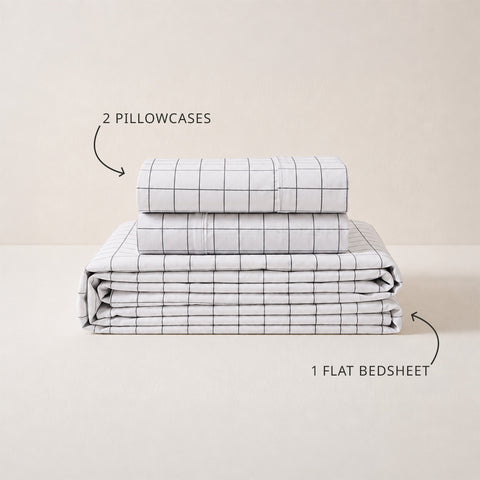 Organica | 100% organic Cotton Sheet Set | Soft & Breathable Fabric | 3 Piece (1 Bedsheet + 2 Pillow Covers) | Percale Weave | GOTS Certified - Double Fitted Printed Bed Sheet Set